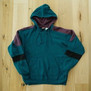 Vintage Mens Athletic Works Cyan, Purple, and Black Hoodie Size Medium